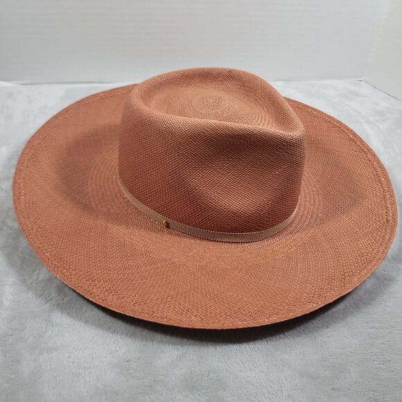 Cuyana Wide Brim Ecuador Hat Toquilla Straw Terracotta Panama Sun Hat Size 57 M main image 7